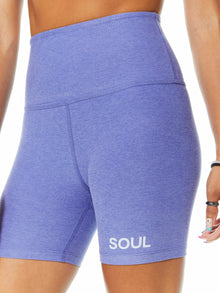 Women | Beyond Yoga | Spacedye Keep Pace Biker Short | Indigo Heather