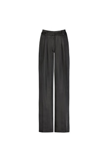 Wide Leg Black Satin Trouser | Black