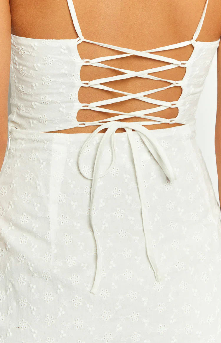 Saturdays Broderie Mini Dress | White
