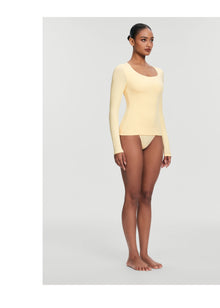 Scoop Neck Long Sleeve Top | Lemon Meringue