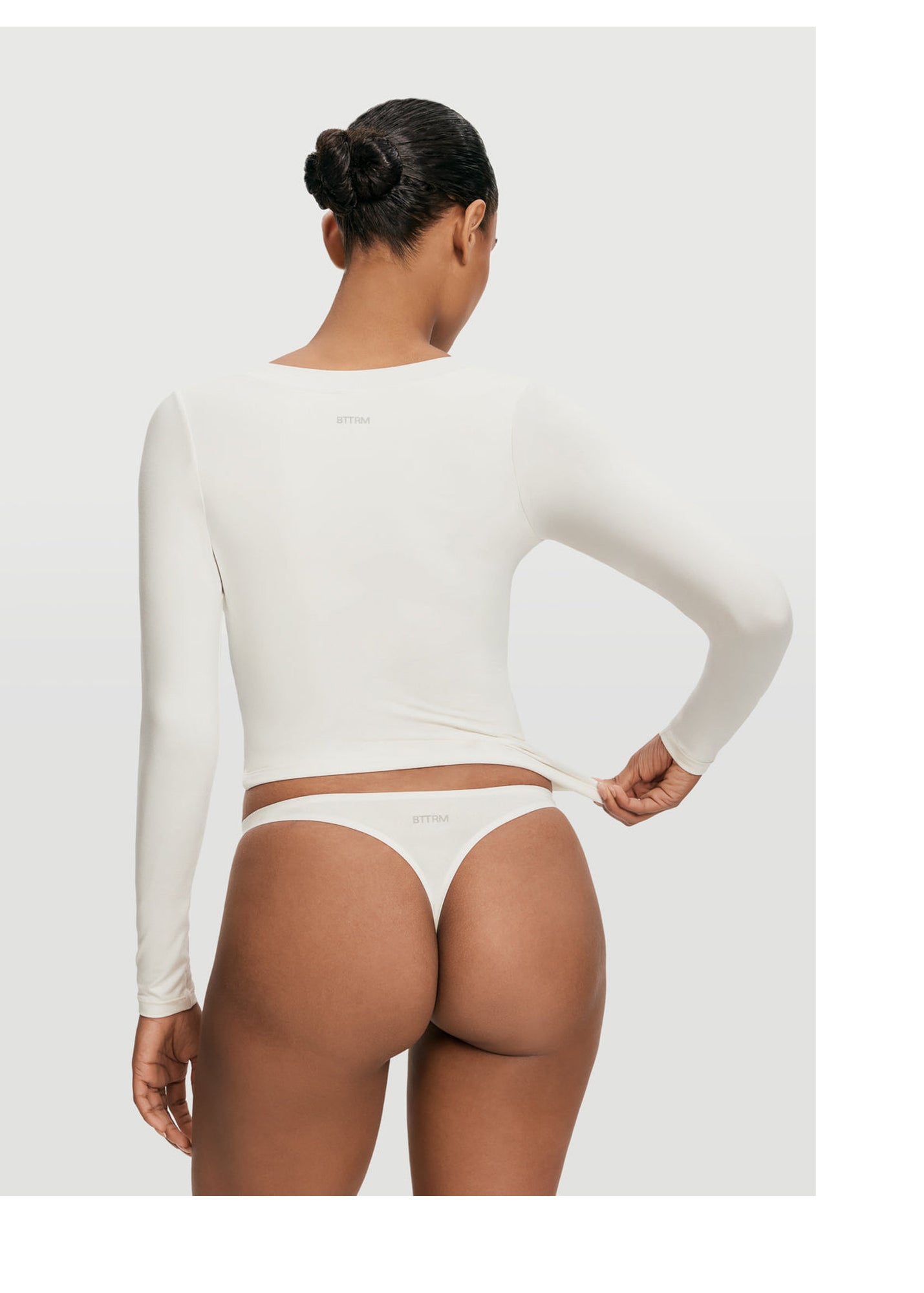 Scoop Neck Long Sleeve Top | White