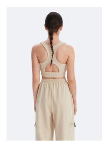 Scoop Neck Racerback Bra | Oat Milk Beige
