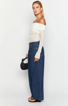 She's Yours Denim Wide Leg Boyfriend Jeans | Dark Wash