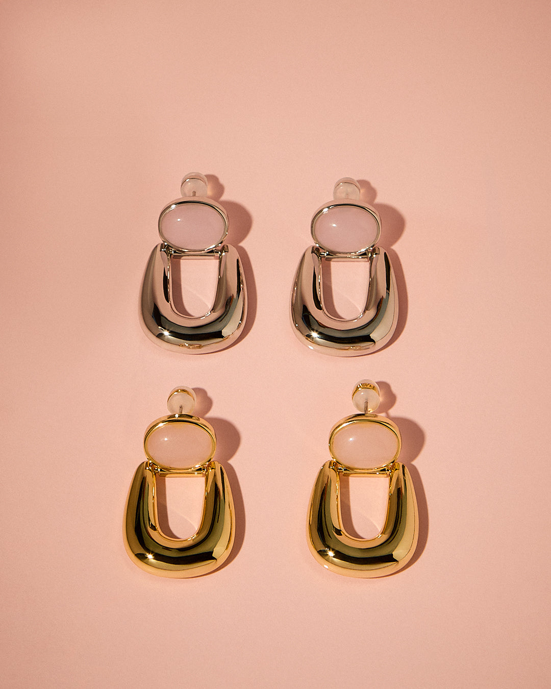 The Rose Quartz Rio Earrings | Rose Quartz | Gold
