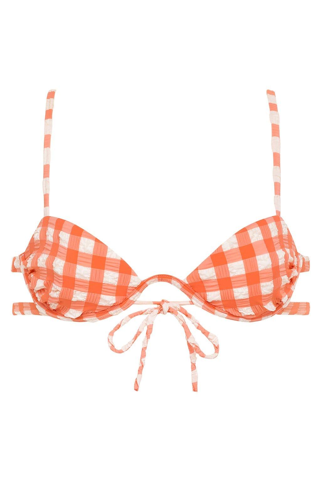 Elany Bikini Top | Shrimp Gingham
