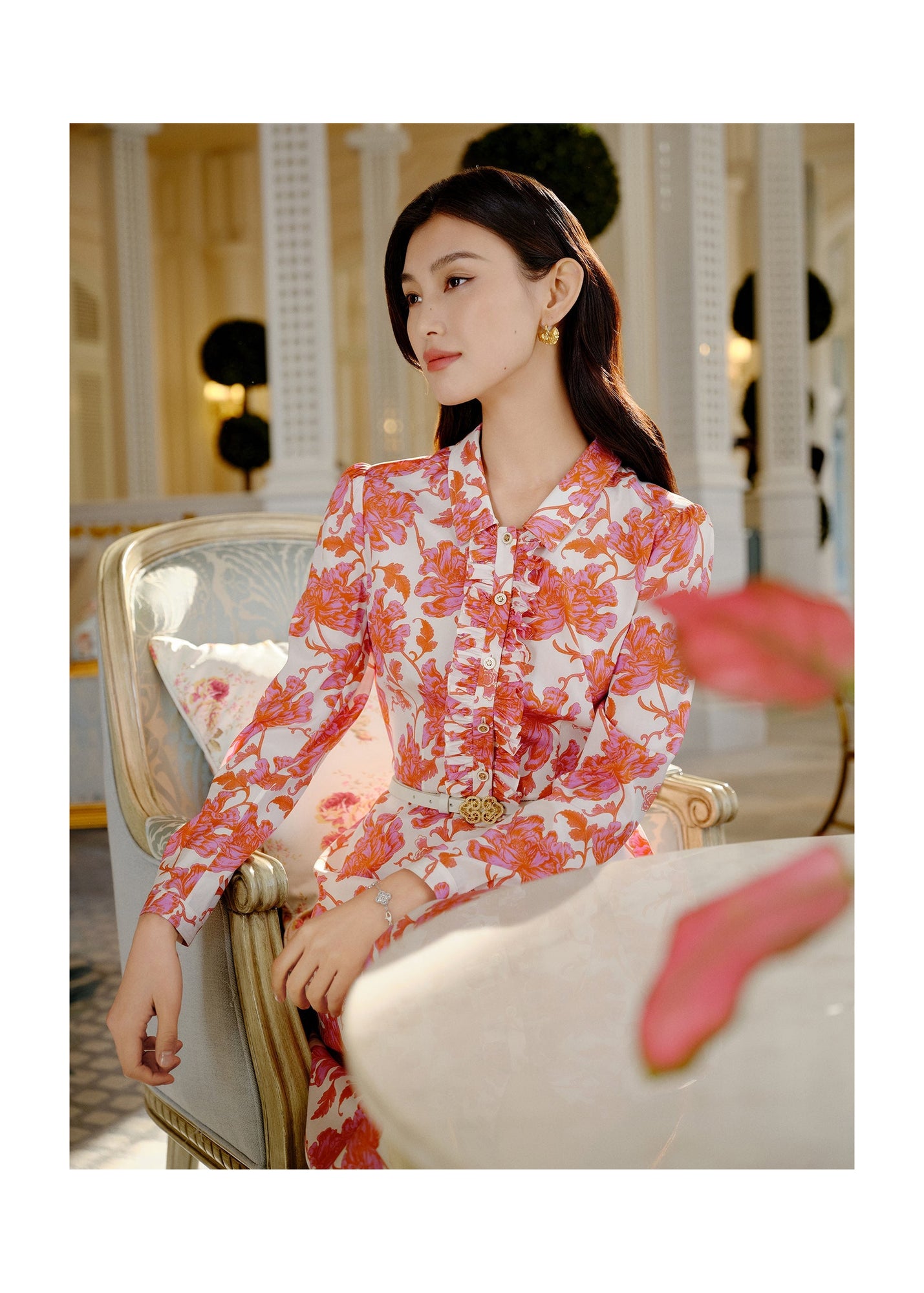 Silk Printed Dress | Pink