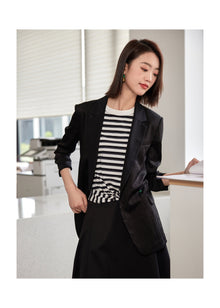 Silk Relaxed-Fit Blazer | Black