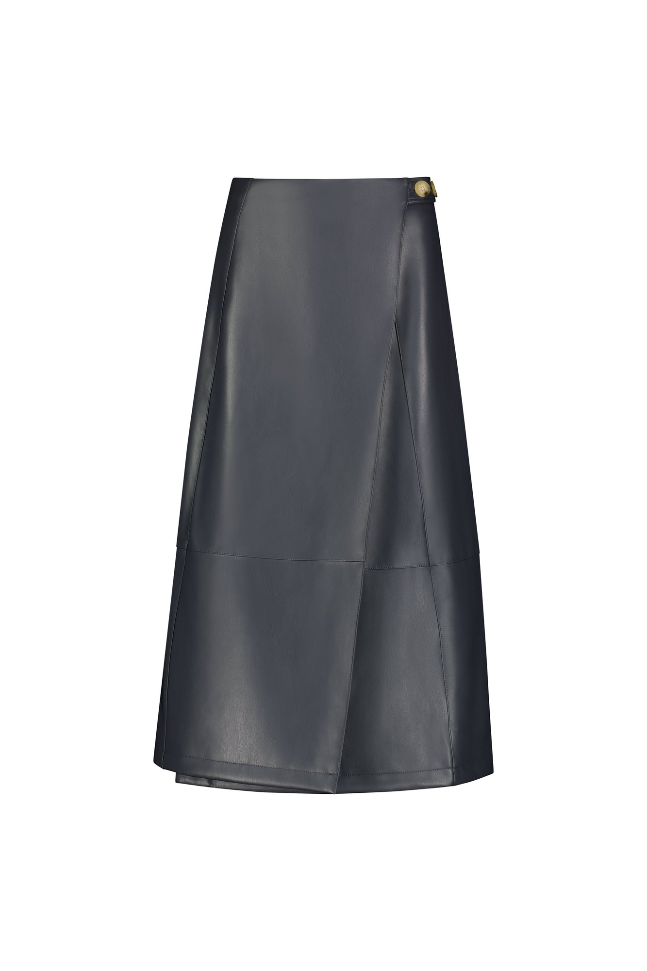 Vegan Leather Wrap Skirt | Slate Blue