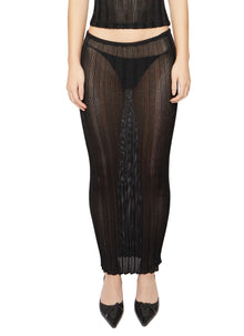 Womens | Slinky Rib Knit Midi Skirt | Black