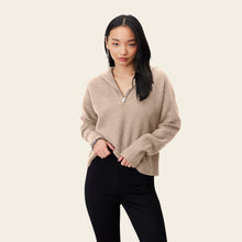 Sophia Cashmere Quarter Zip Pullover | Brown | Womens