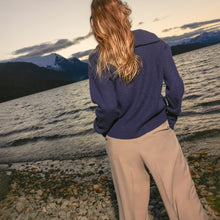 Sophia Chunky Cashmere Quarter Zip Pullover | Navy | Womens