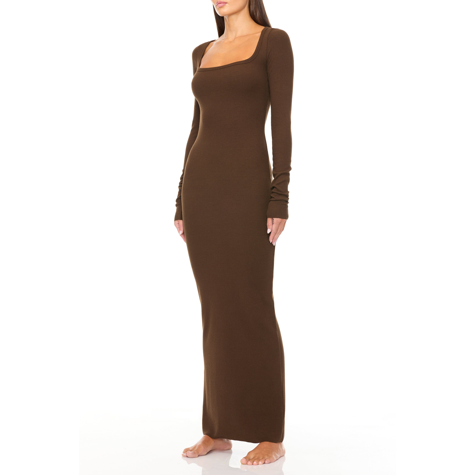 Square Neck Maxi Dress | Chocolate