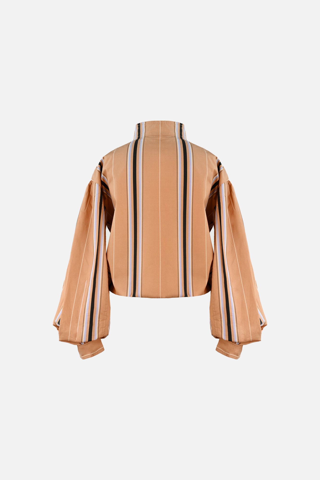 Stacy Cotton Boxy Jacket | Camel Striped