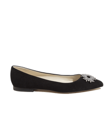 Stevie Ballerina Flats in Black Suede - Loren Hope
