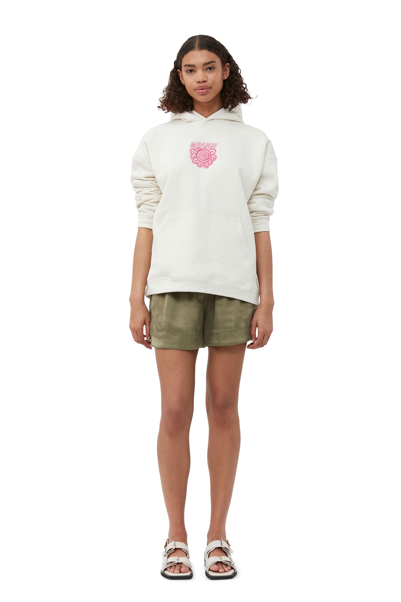 Isoli Flower Oversized Hoodie | Egret