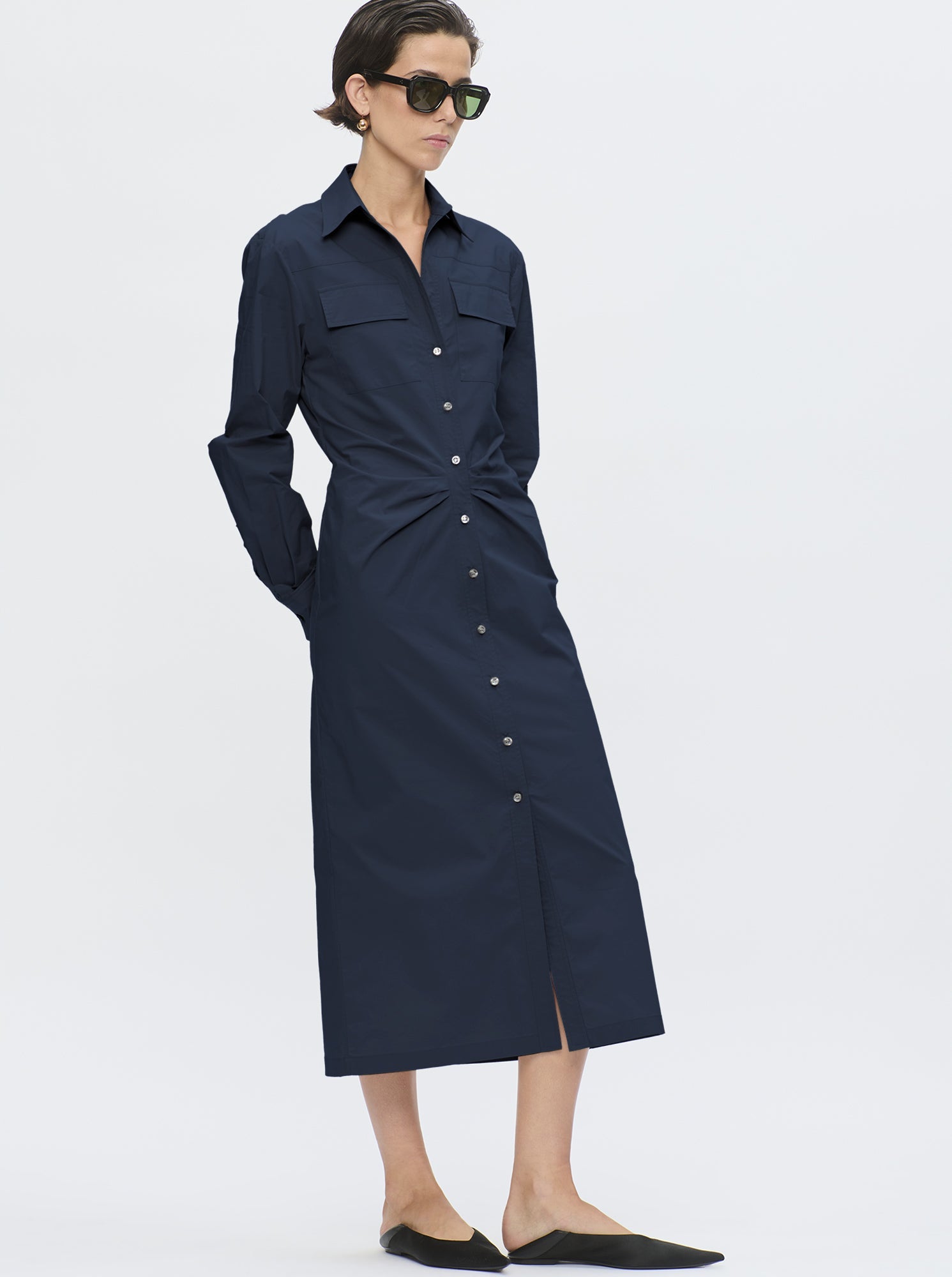Tangiers Long Shirt Dress | Navy