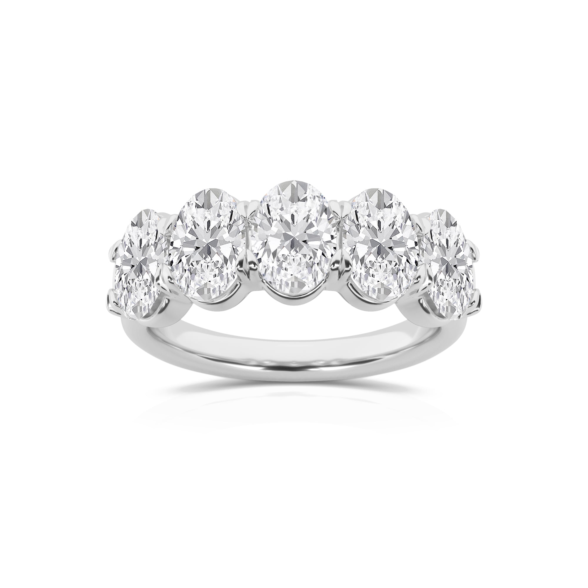 3.00 CT Oval Lab-Grown Diamond | Five Stone Anniversary Wedding Band Ring | 14K White Gold | G Color | VS Clarity
