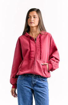 Tate Oversized Hooded Jacket | Washed Red