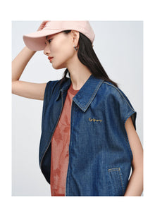 Tencel-Cotton Denim Jacket | Navy