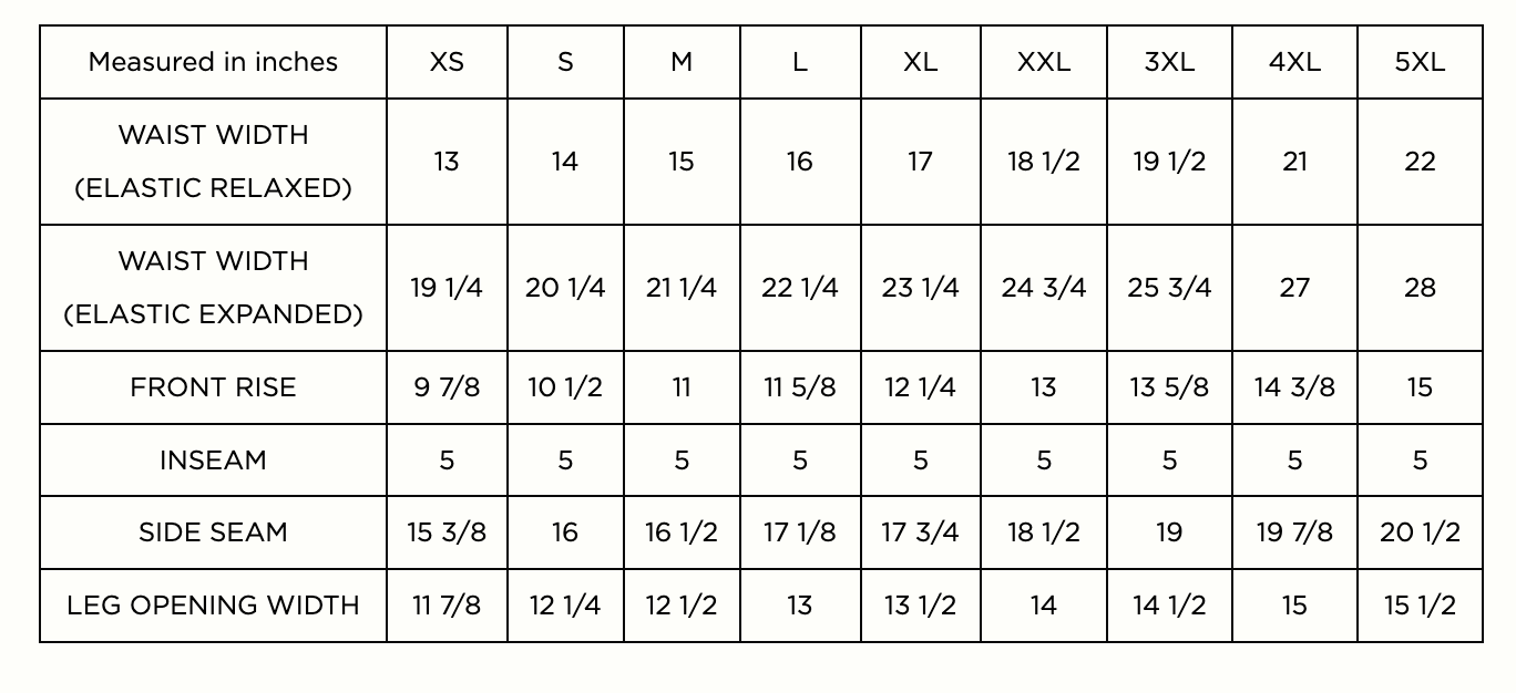 Product size guide