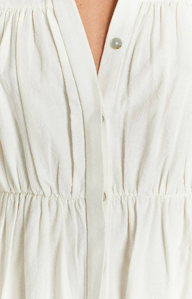 Theodossia Tiered Long Sleeve Dress | White