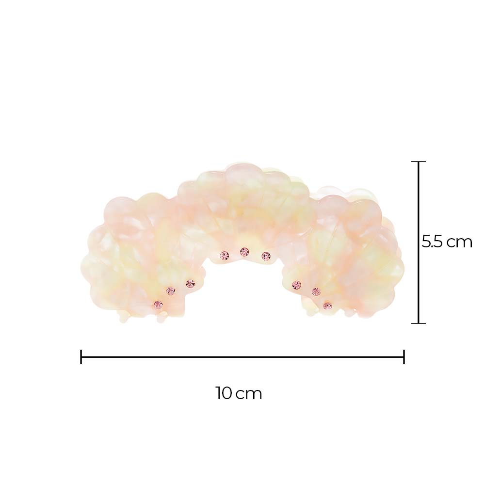 Rhinestone Embellished Triple Shell Curved Claw Clip - Adina's Jewels