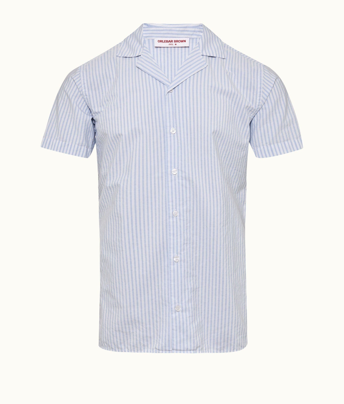 Travis Capri Collar Twin Stripe Cotton Shirt | Light Island Sky/White