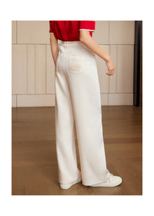 Triacetate Straight-leg Pants | White