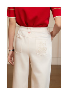 Triacetate Straight-leg Pants | White
