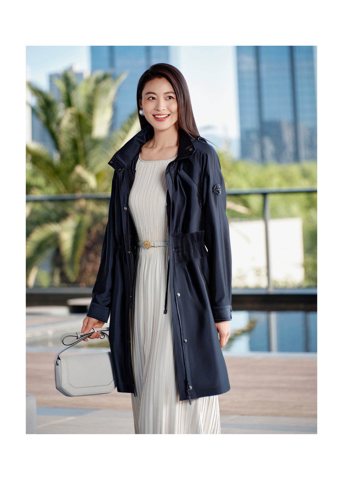 Triacetate Trench Coat | Navy