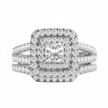 1.50 CT Princess/Round Natural Diamond | Bridal Set Ring - I | 14K White Gold | J-K Color | I1 Clarity