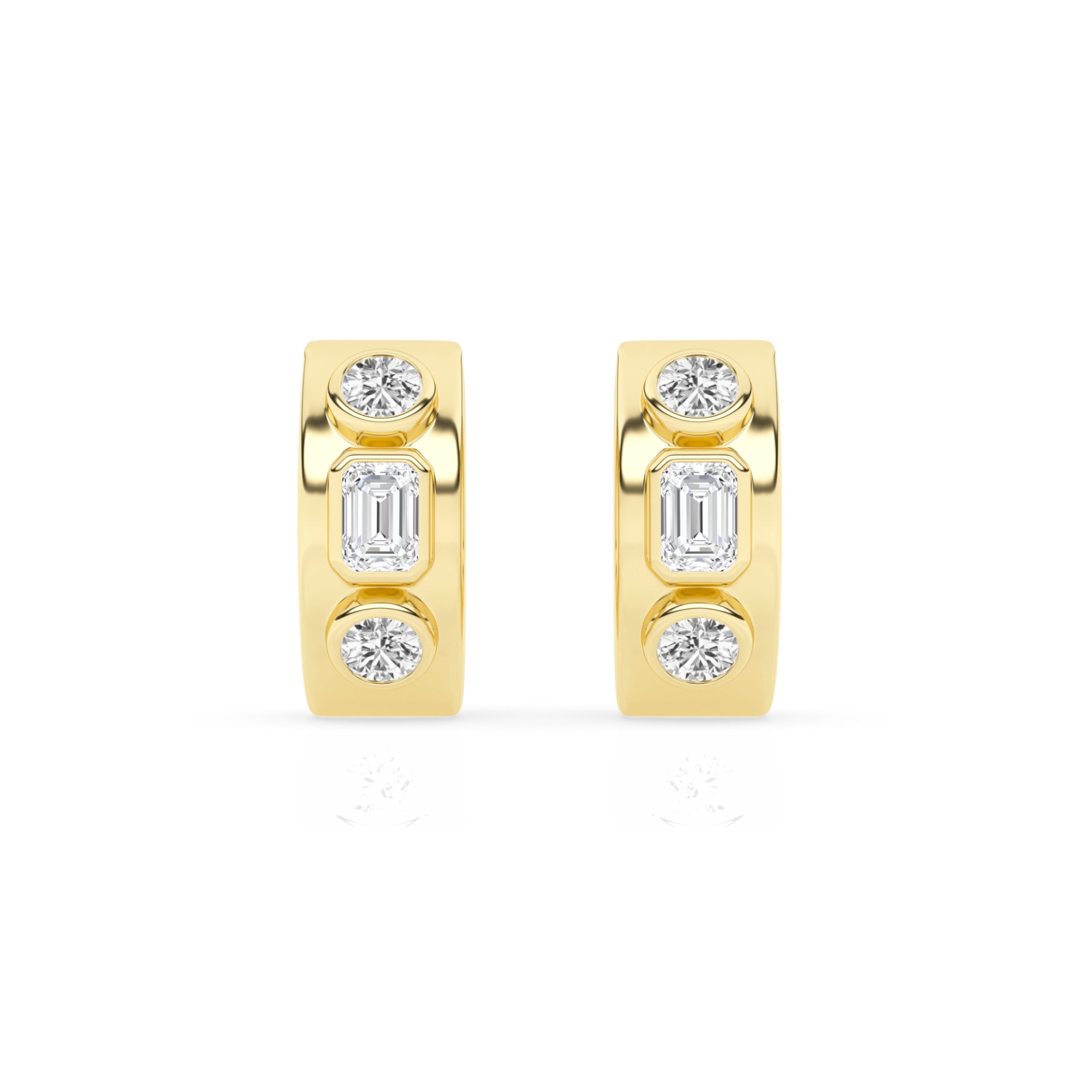 1.00 CT Round/Emerald Lab-Grown Diamond | Hoop Earrings | 14K Yellow Gold over Sterling Silver | F Color | VS Clarity