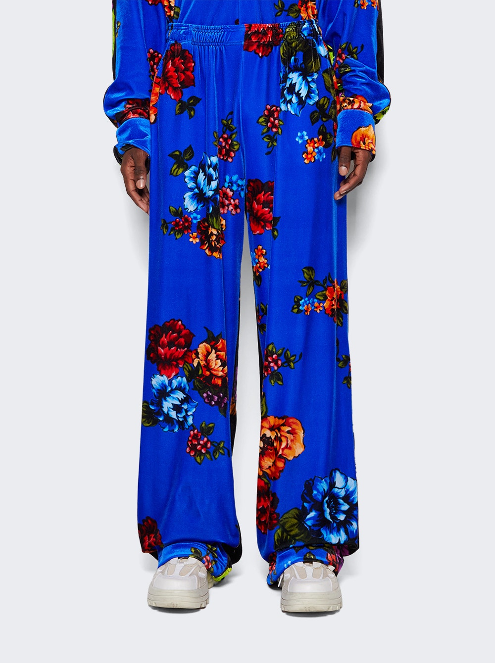 Men | VETEMENTS | Velvet Flower Lounge Pants | Blue