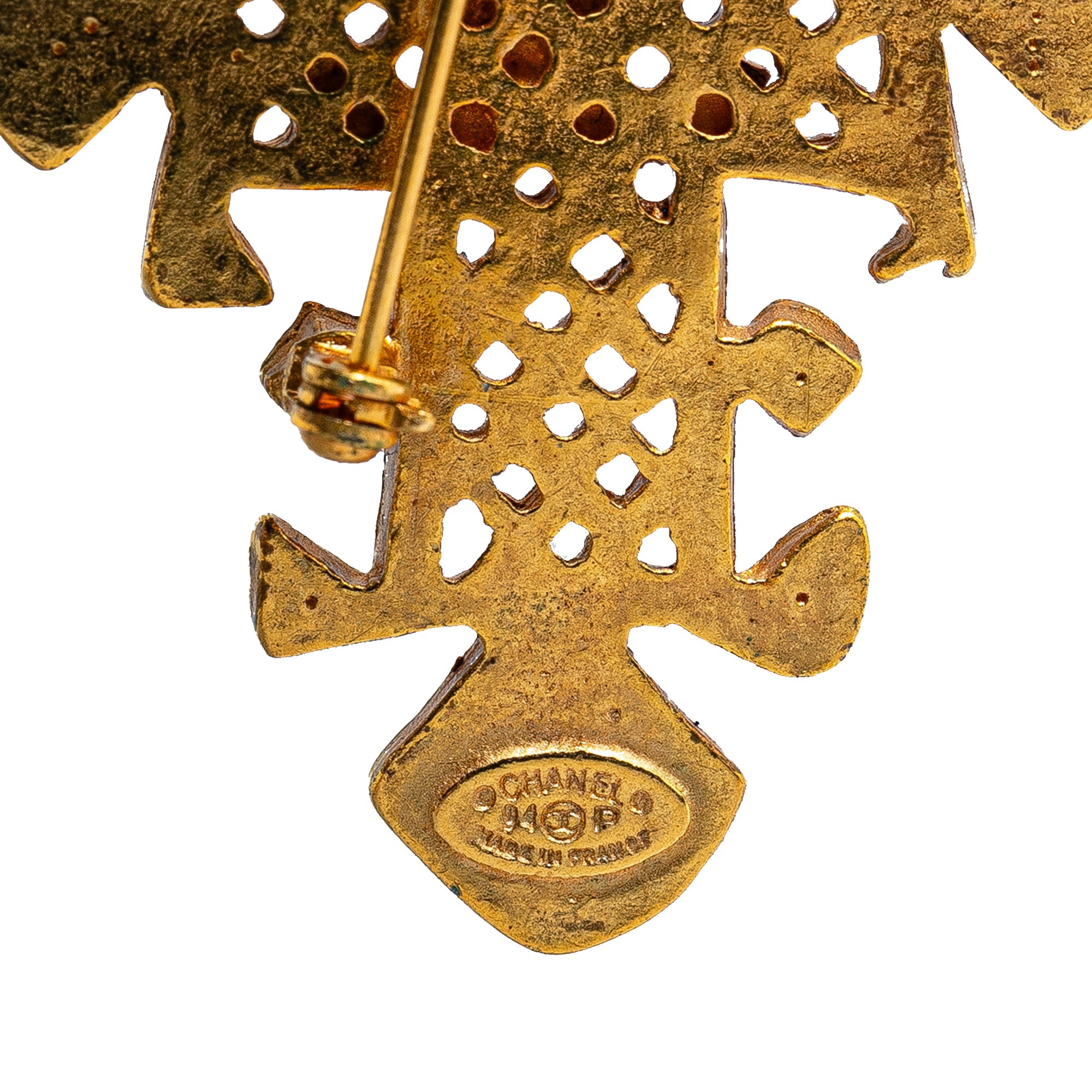 Chanel Pre-Owned Gold Plated CC Cross Brooch | Women | Gold