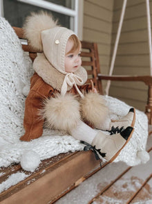 Unisex | Pasha Three Pom Hat Cream Poms | Beige