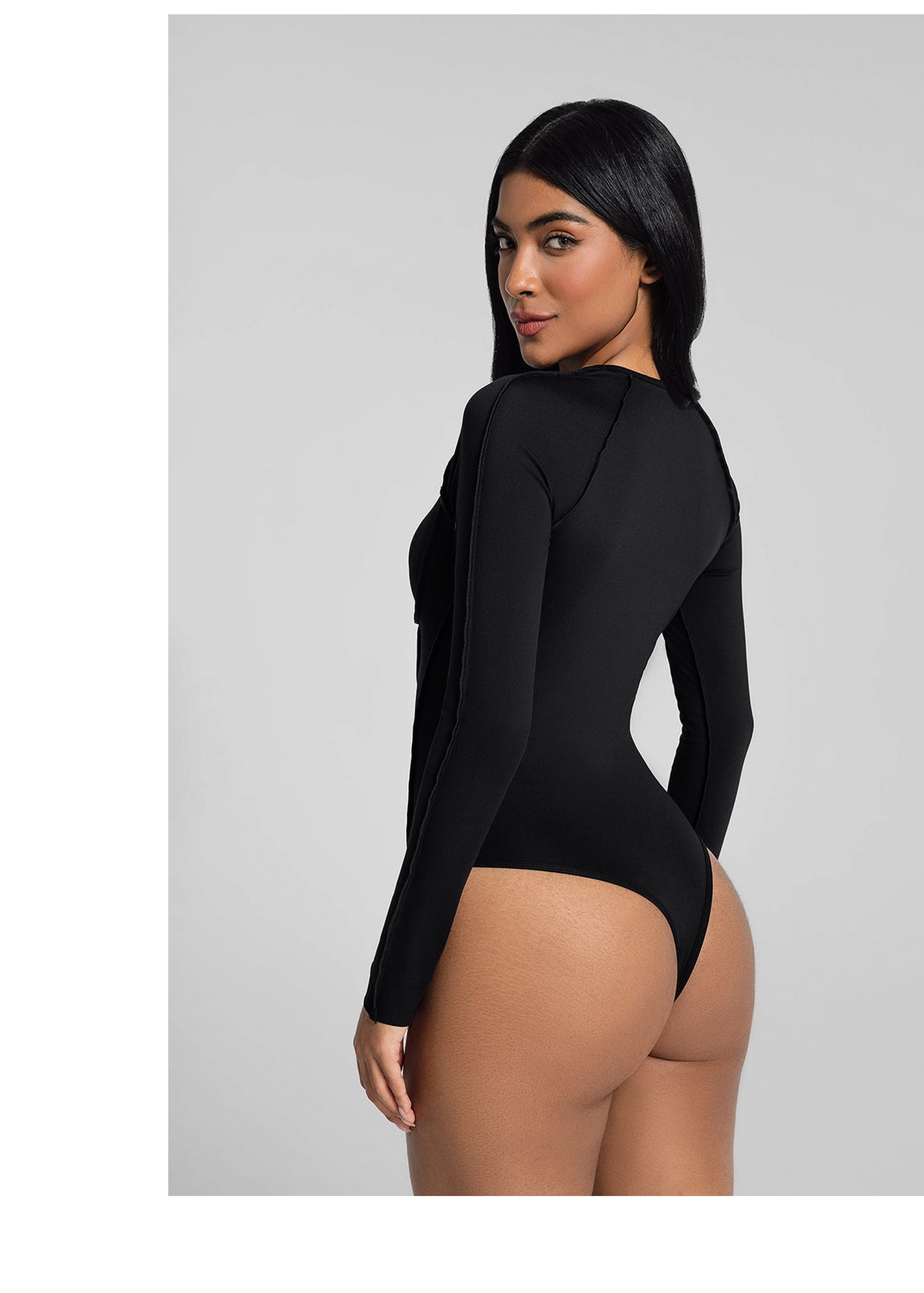 V-Panel Mesh Bodysuit | Black
