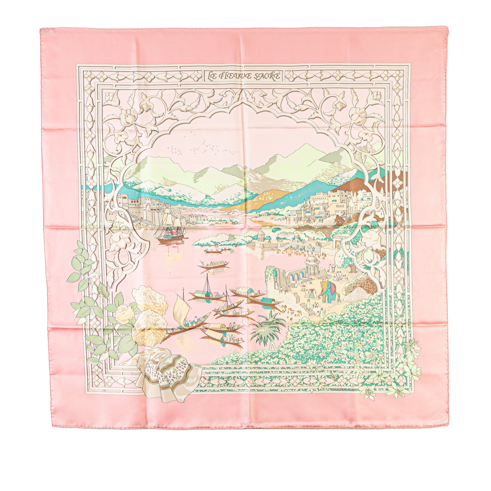 Hermès Pre-Owned Le Fleuve Sacre Silk Scarf | Women | Pink x Light Pink x Multi