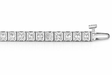 10.00 CT Princess Natural Diamond | Tennis Bracelet | 14K White Gold | G-H Color | VS Clarity