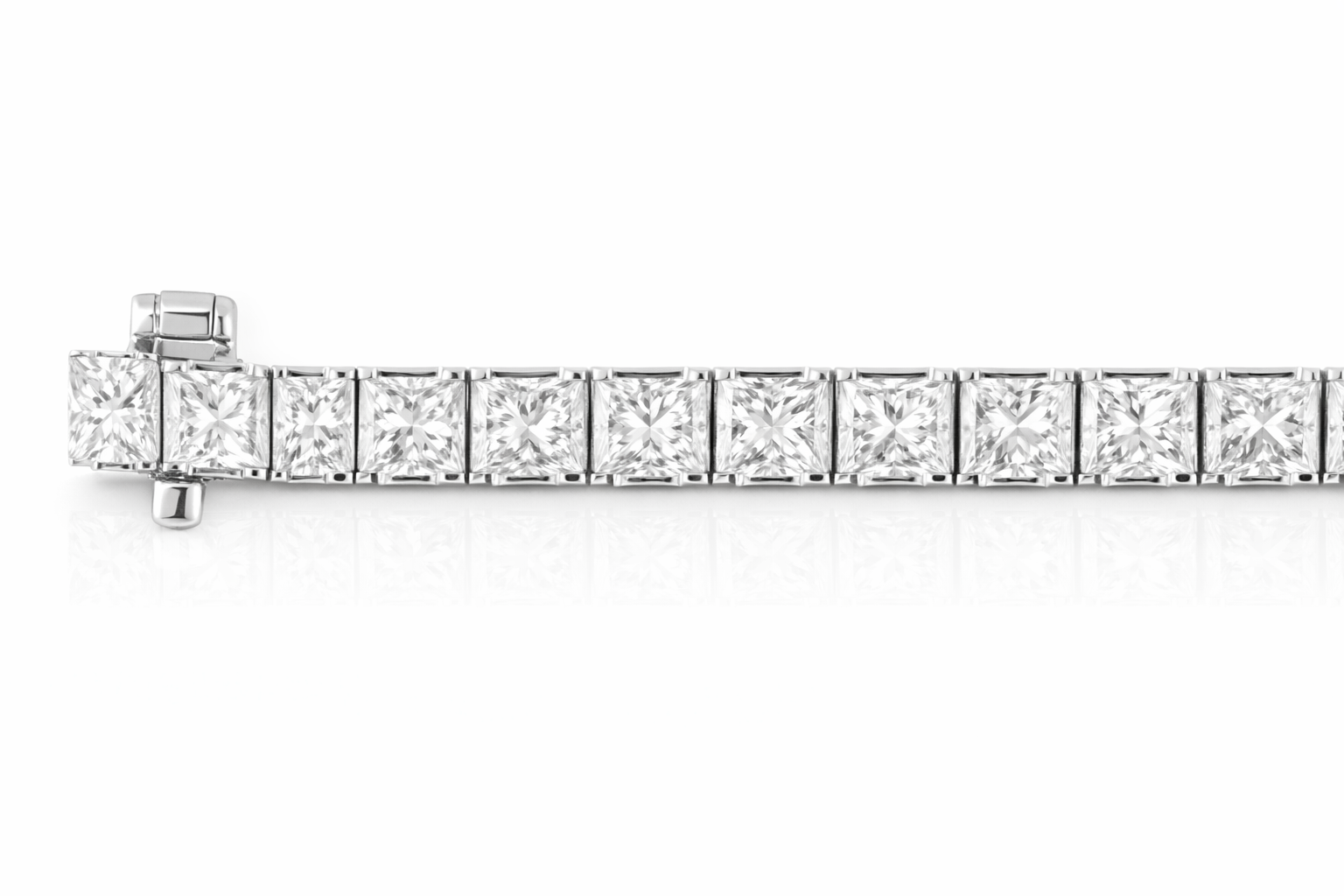 10.00 CT Princess Natural Diamond | Tennis Bracelet | 14K White Gold | G-H Color | VS Clarity