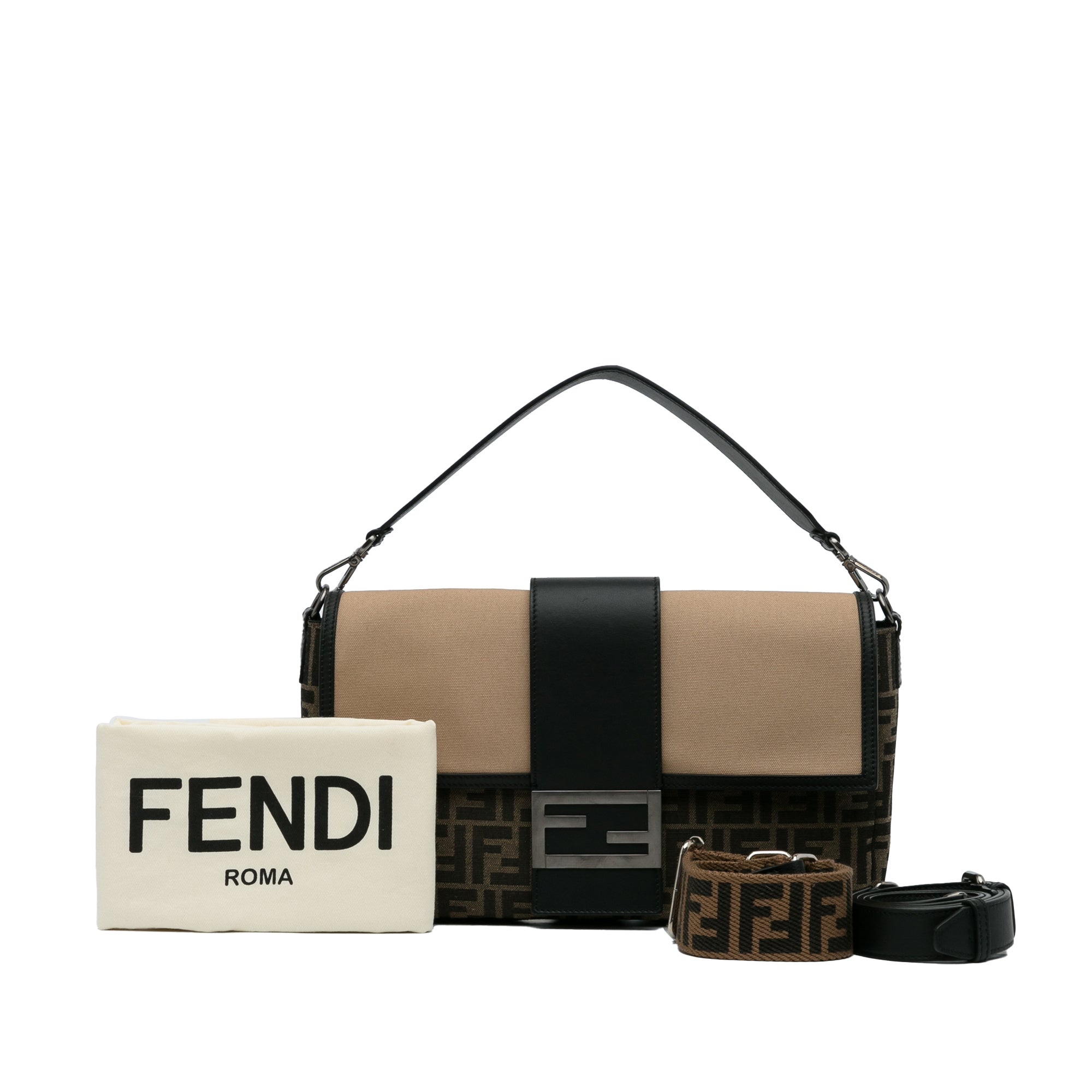 Fendi Pre-Owned Large Zucca Canvas Convertible Belt Baguette | Women | Brown