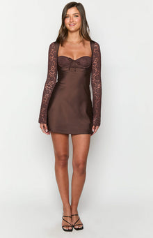 Viola Long Sleeve Mini Dress | Brown