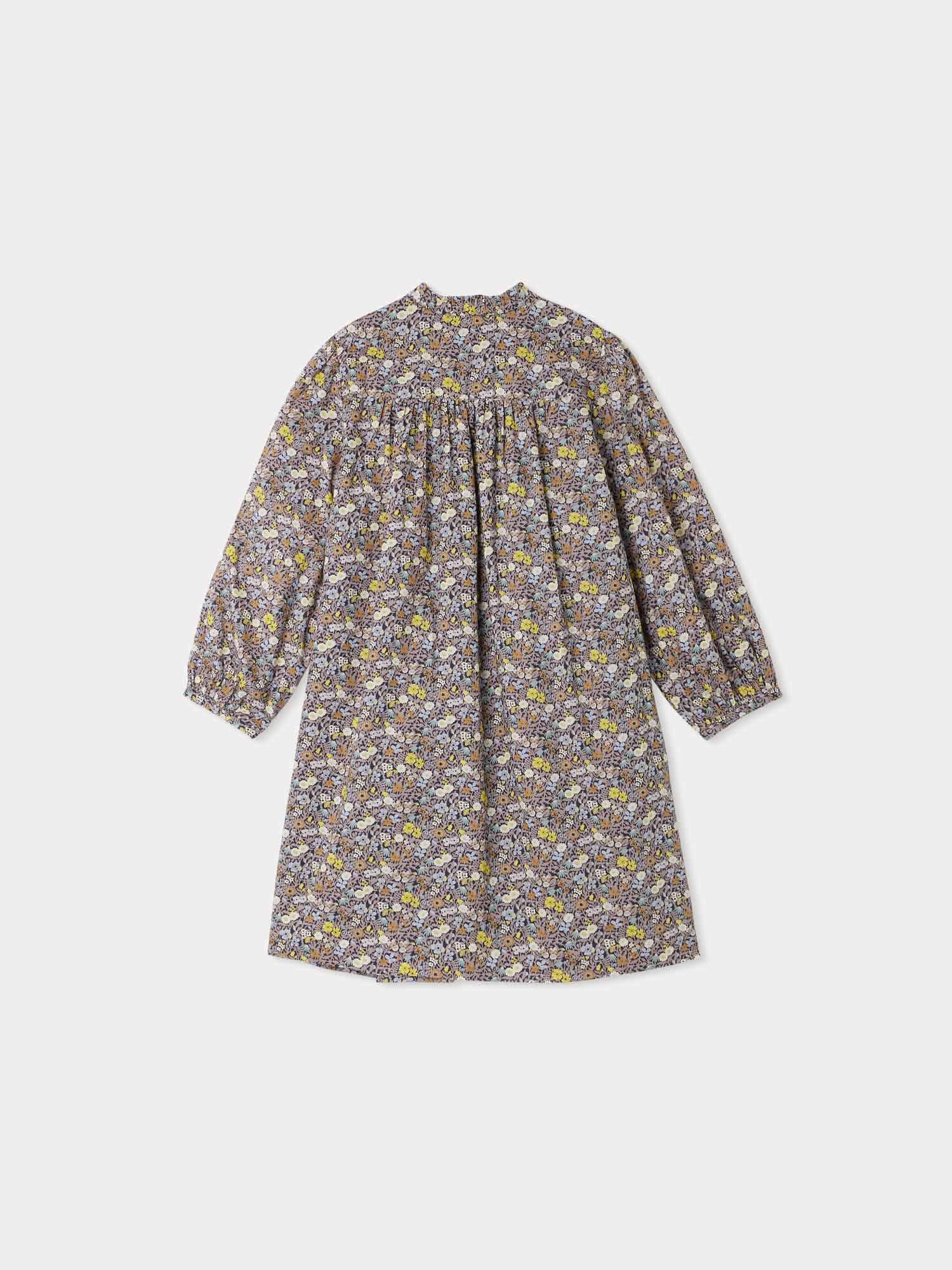 Girl | Tamsin Smocked Dress In Liberty Fabric | Slate Gray