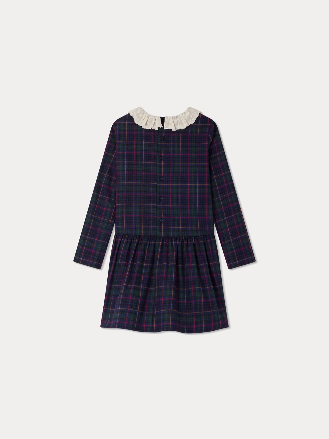 Girl | Mariela Embroidered Tulle Collar Dress | Indigo