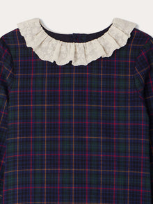 Girl | Mariela Embroidered Tulle Collar Dress | Indigo