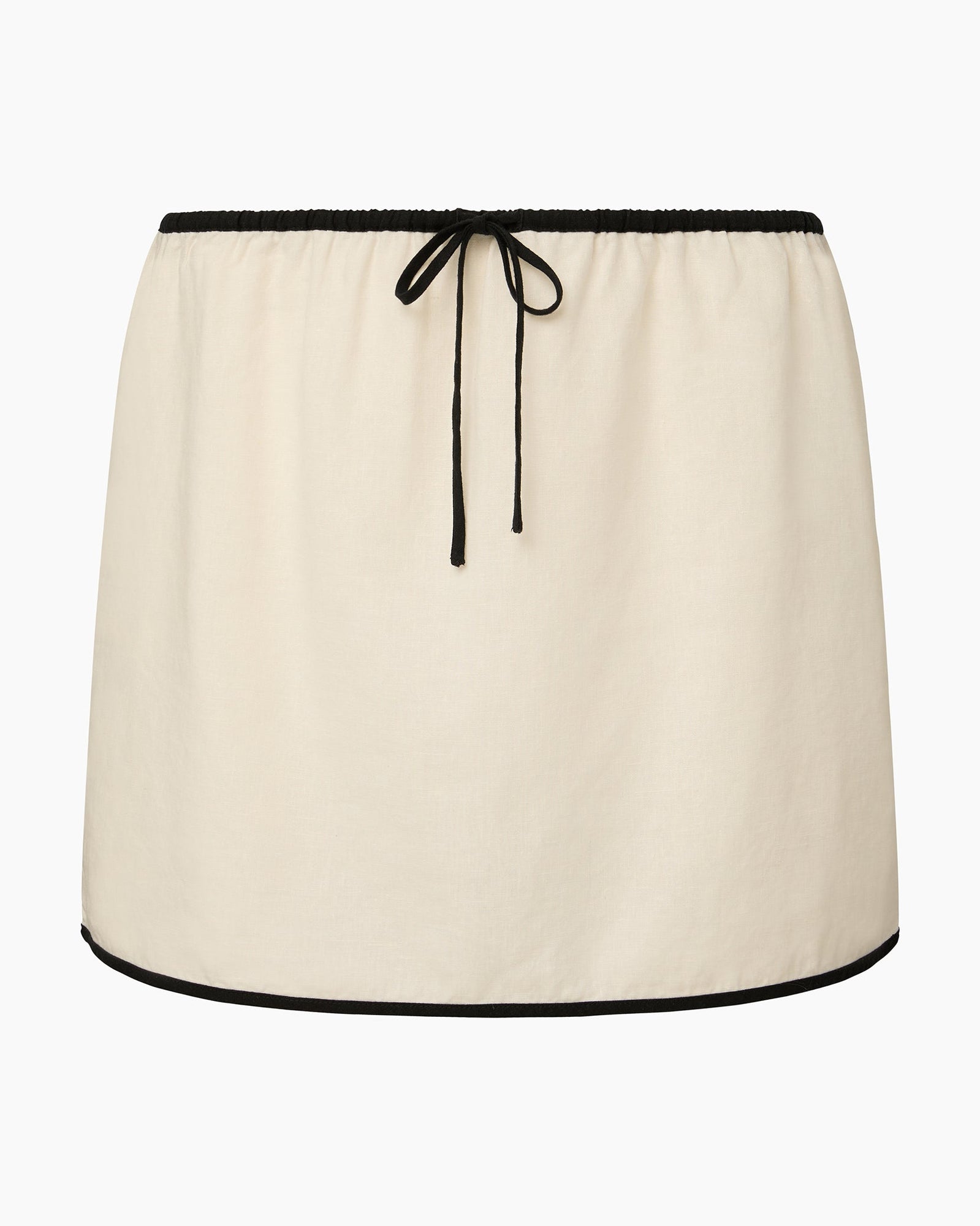 Womens | Air Linen Mini Skirt | Egret/Black
