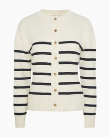 Womens | Cotton Fitted Cardigan | Off White/Black