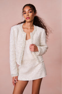 Wendina Sequined Tweed Mini Skirt | Cream