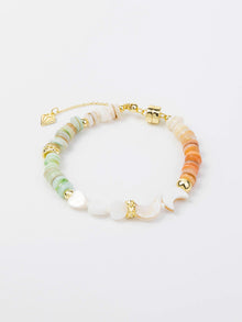 Aura Beaded Bracelet | Natural Sea Shells | 14K Gold Plated Brass