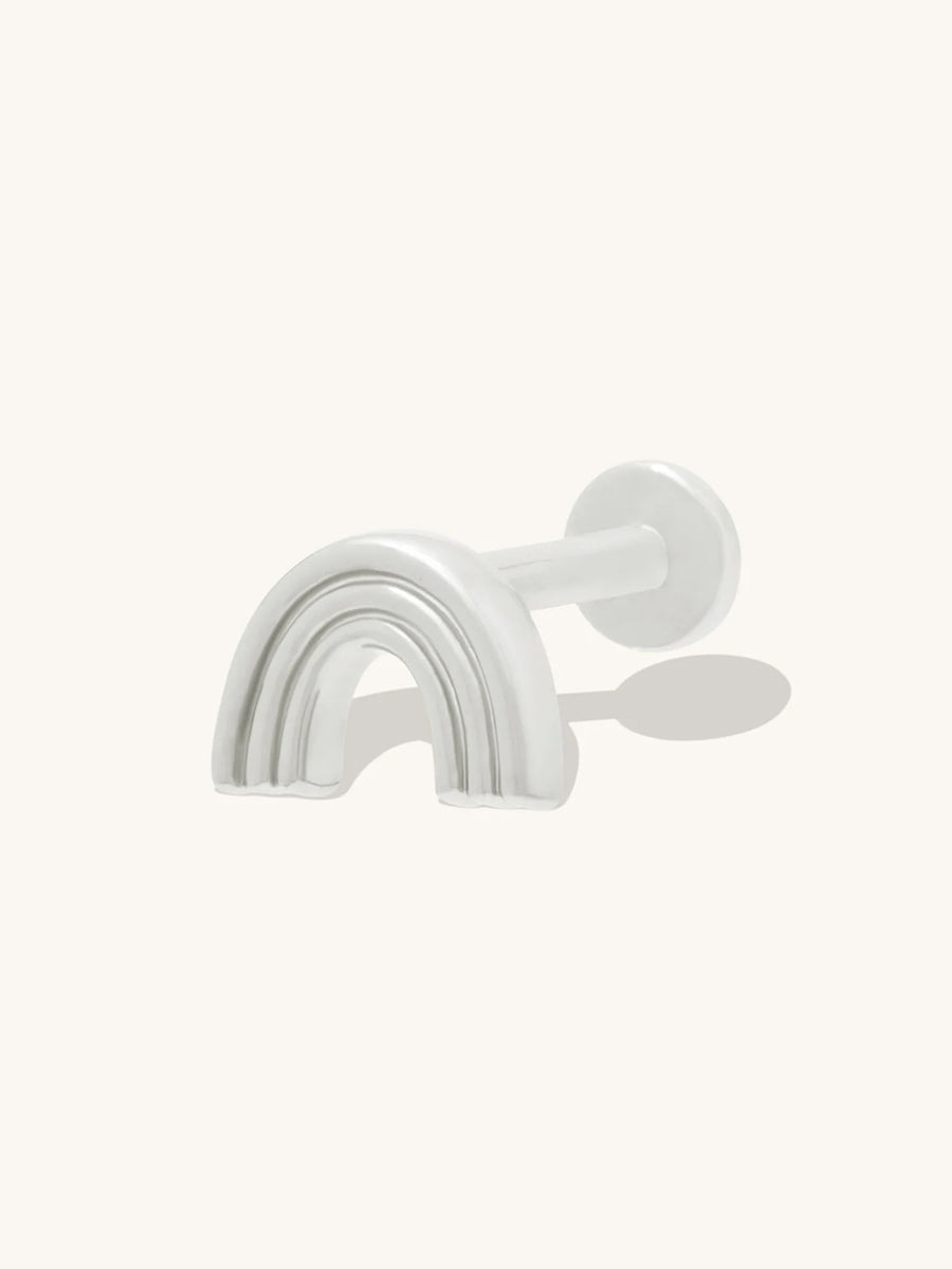 Rainbow Flat Back Earring | Silver Rhodium Plated Brass