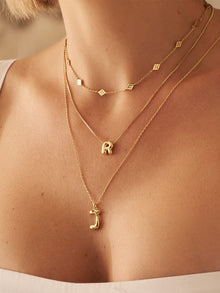 Alphabet Bubble Necklace | 5A Grade Cubic Zirconia | 14K Gold Plated Brass
